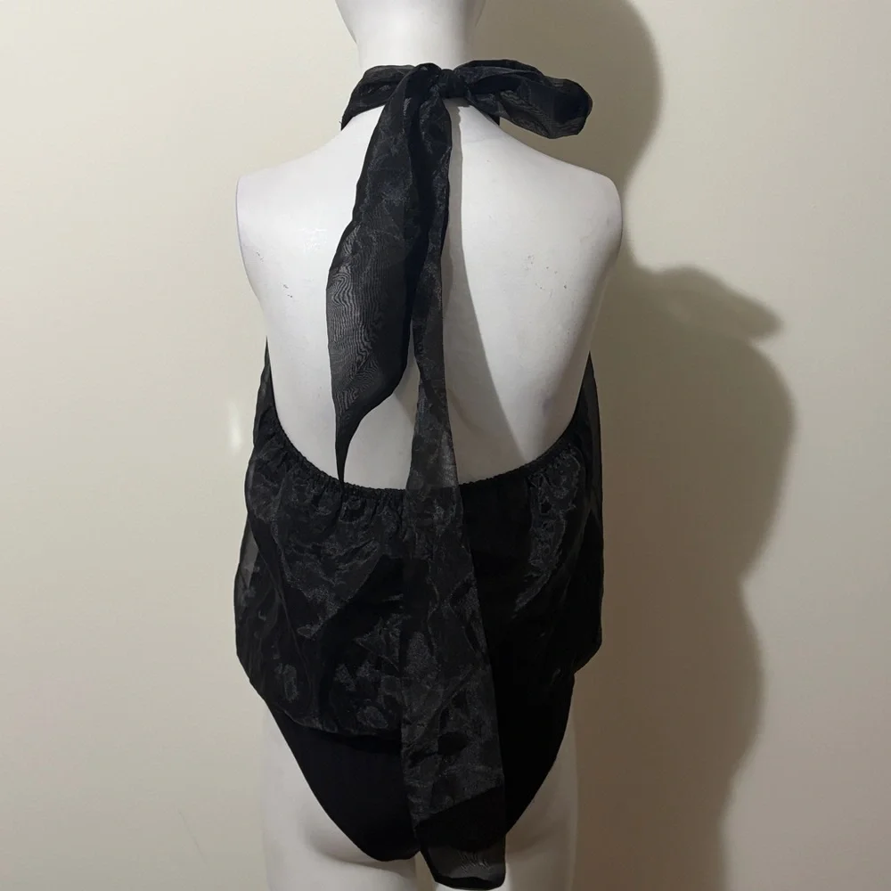 Thirty Thirty Elegant Black Halter Bodysuit Size L - Picture 4 of 8